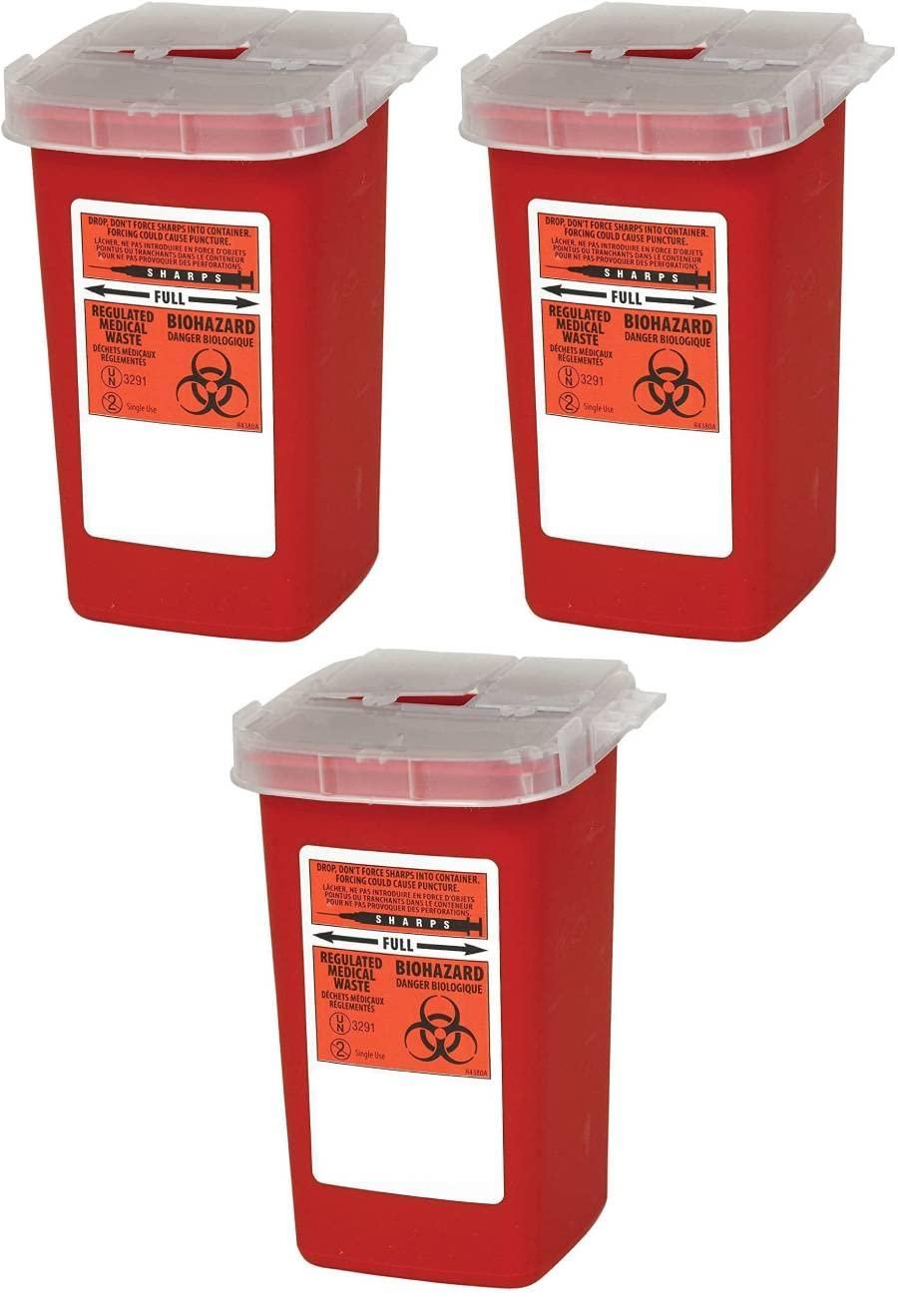 Global Sharps Container Biohazard Needle Disposal Container 1 Quart