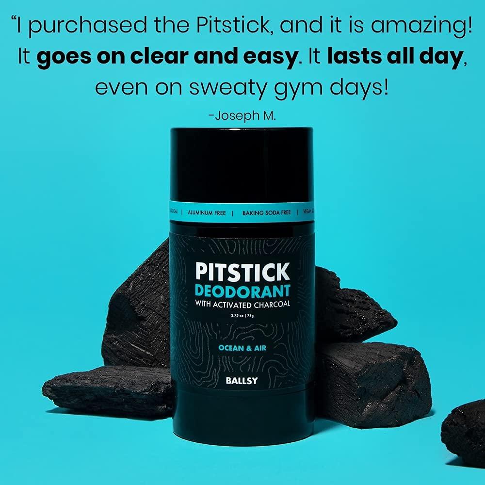 Ballsy Pitstick Activated Charcoal Men's Deodorant AluminumFree
