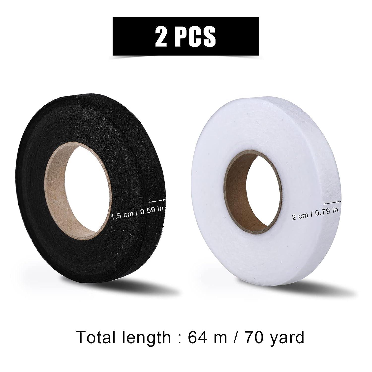  SAVITA 2 Rolls 140 Yards Hem Tape, No Sew Hemming Tape Iron-On  Fabric Fusing Tape for Hemming Broken Clothes Pants Jeans Trouser Skirt  (Black 1.5cm /0.6inch, White 2cm / 0.8inch in