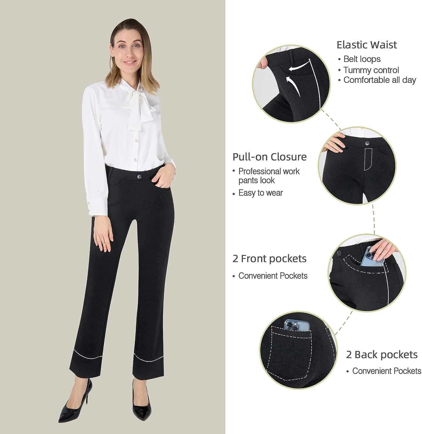 UUE Women's Dress Pants with Pockets Business Casual Straight Leg