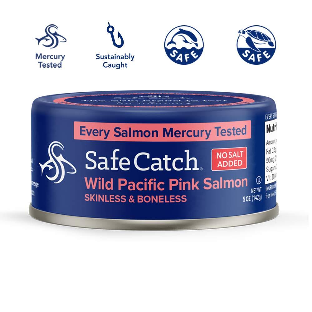  Safe Catch Skinless and Boneless Wild Pacific Pink Salmon  Pouch, No Salt Added, Mercury Tested, Kosher, 3oz Pouches, Pack of 12 :  Grocery & Gourmet Food