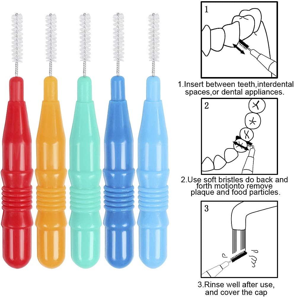 50 Pieces Interdental Brush,Toothpicks Tooth Flossing Head Oral Dental Hygiene Brush,Teeth