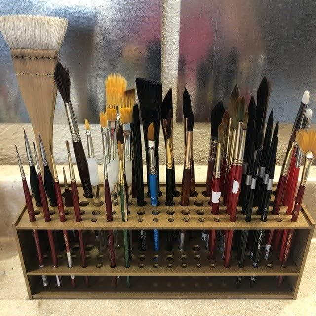 GAXLAKO Paintbrush Holder Stand 67 Paint Brushes Desk Stand Organizer  Holding Rack for Pens Paint Brushes Colored Pencils Markers