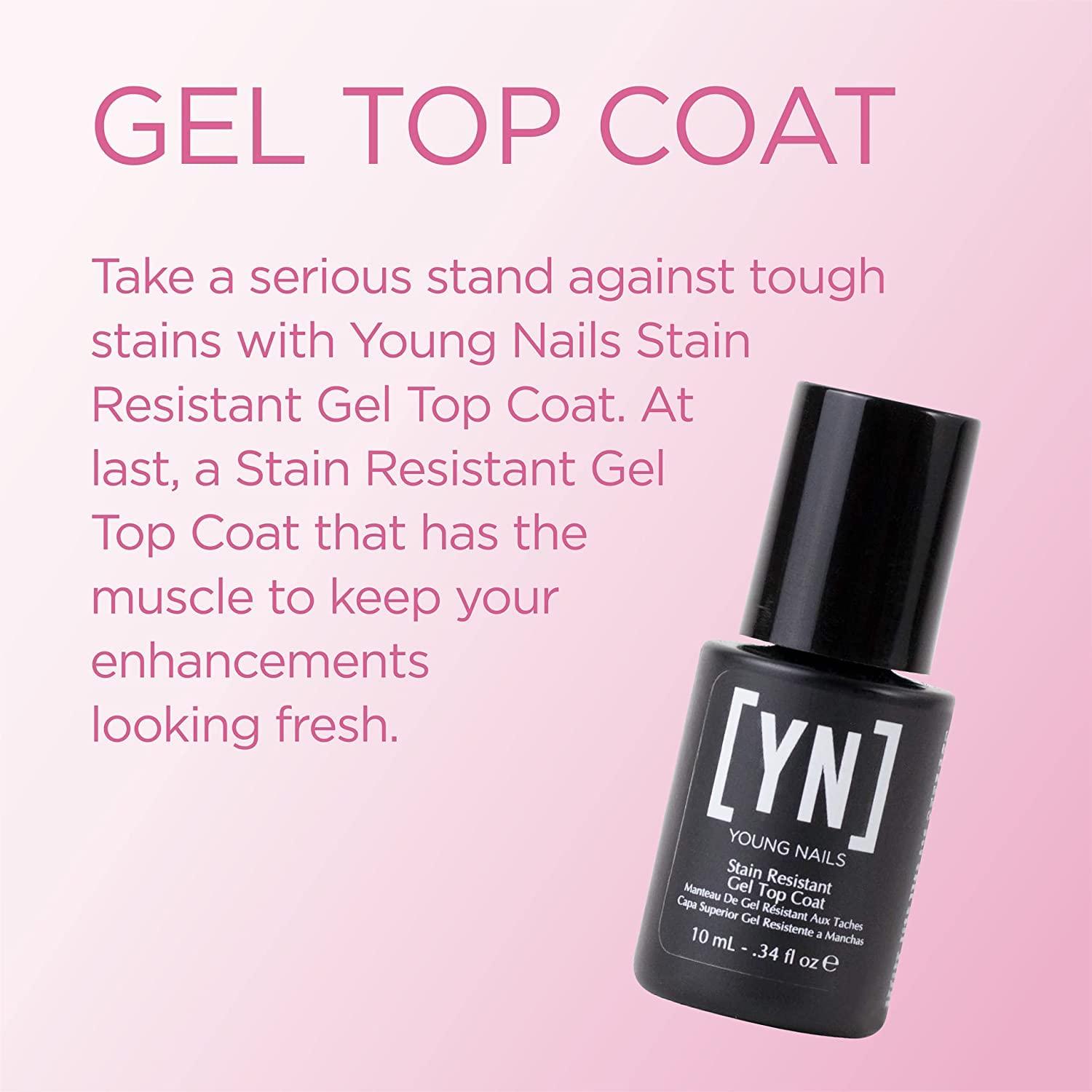 Young Nails Stain Resistant Gel Top Coat. Prevent Discoloration with