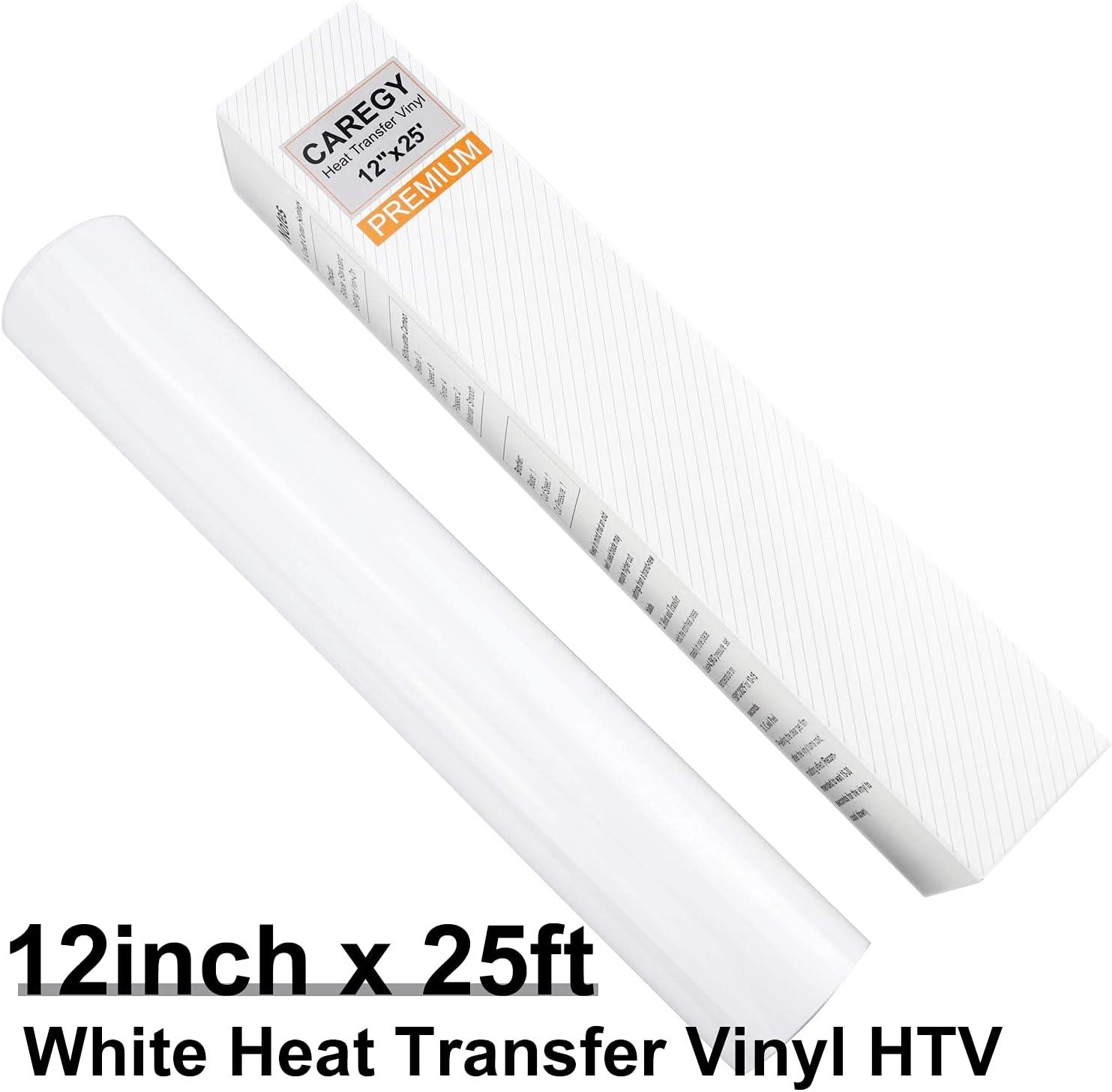 CAREGY HTV 12 x 25ft Roll - Iron On Heat Transfer Vinyl (White