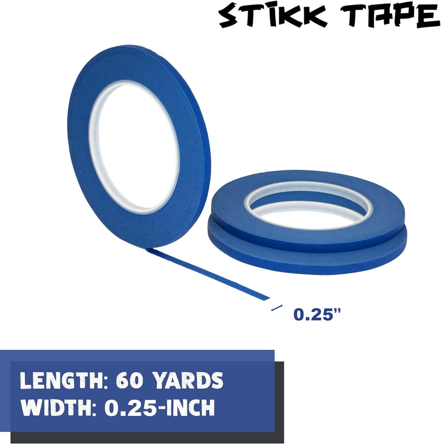 TAPE-STIKK-BLACK-.25-3PK STIKK 3 pk 1/4 inch x 60yd Black Painters Tape 14  Day Easy Removal Trim Edge Thin Narrow Finishing Masking Tape (.25 in 6MM)