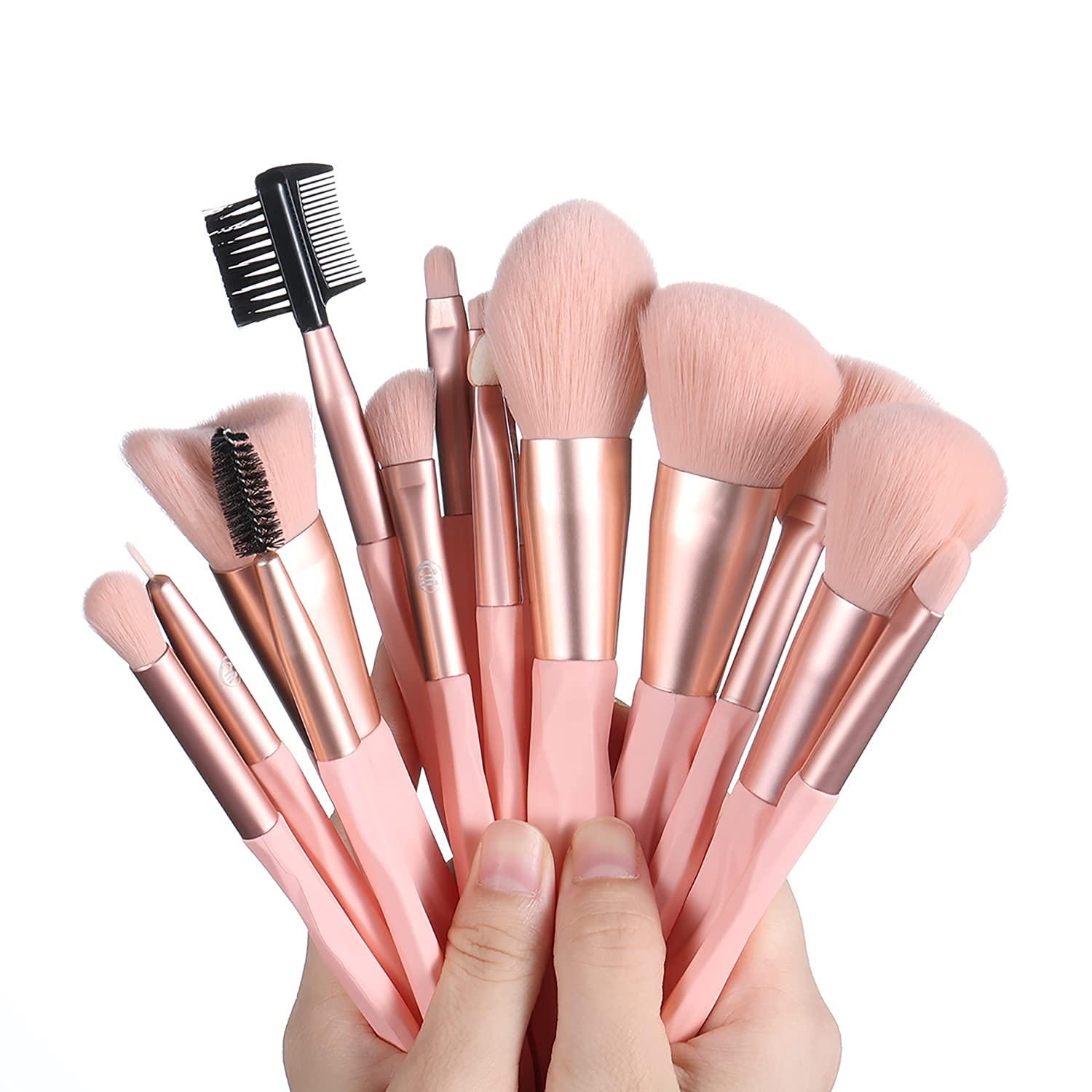 15Pcs Pink Makeup Brushes Premium Synthetic Eyeshadow Foundation Face  Blending Blush Concealers Eye Makeup Brushes Set Professional for Women  Kids Makeup Brushes Tools Accessories with 3Pcs Sponges
