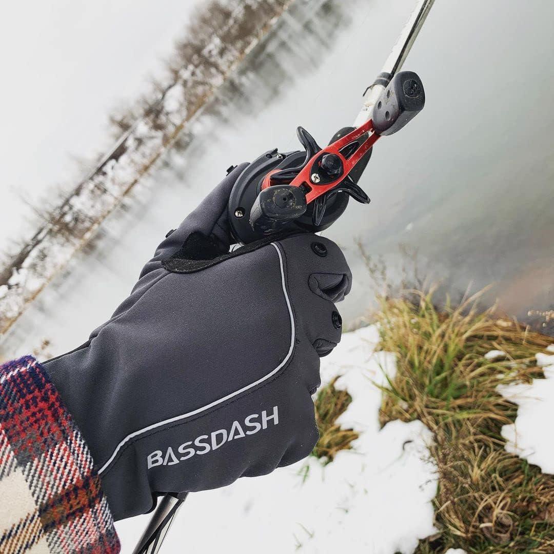 BASSDASH WintePro Insulated Fishing Gloves Water Repellent with Fleece  Lining Cold Weather Winter Gloves for Men Women Ice Fishing Hunting  Photography Hiking Grey X-Large
