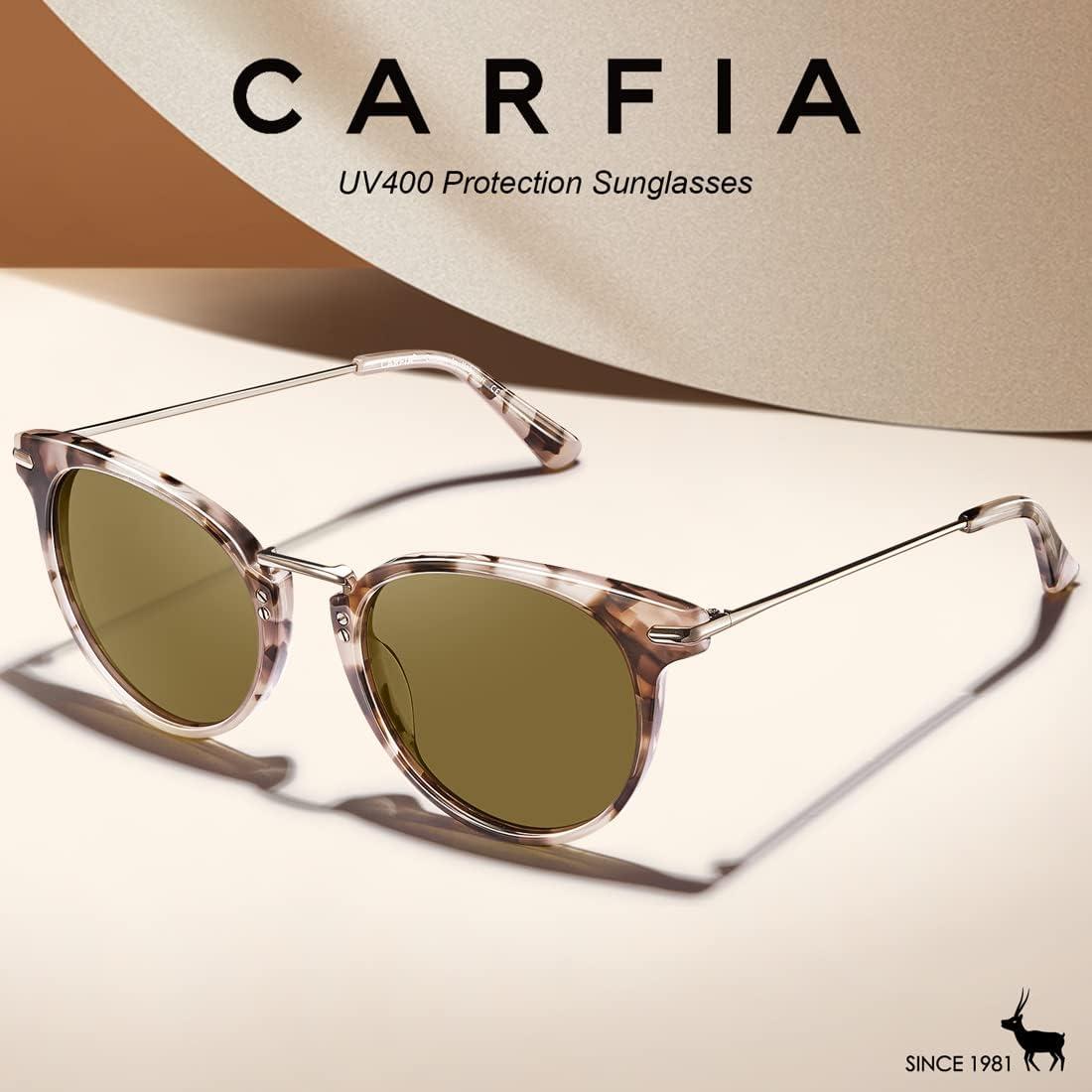 Aviator Sunglasses For Women CARFIA Small Face Acetate Polarized