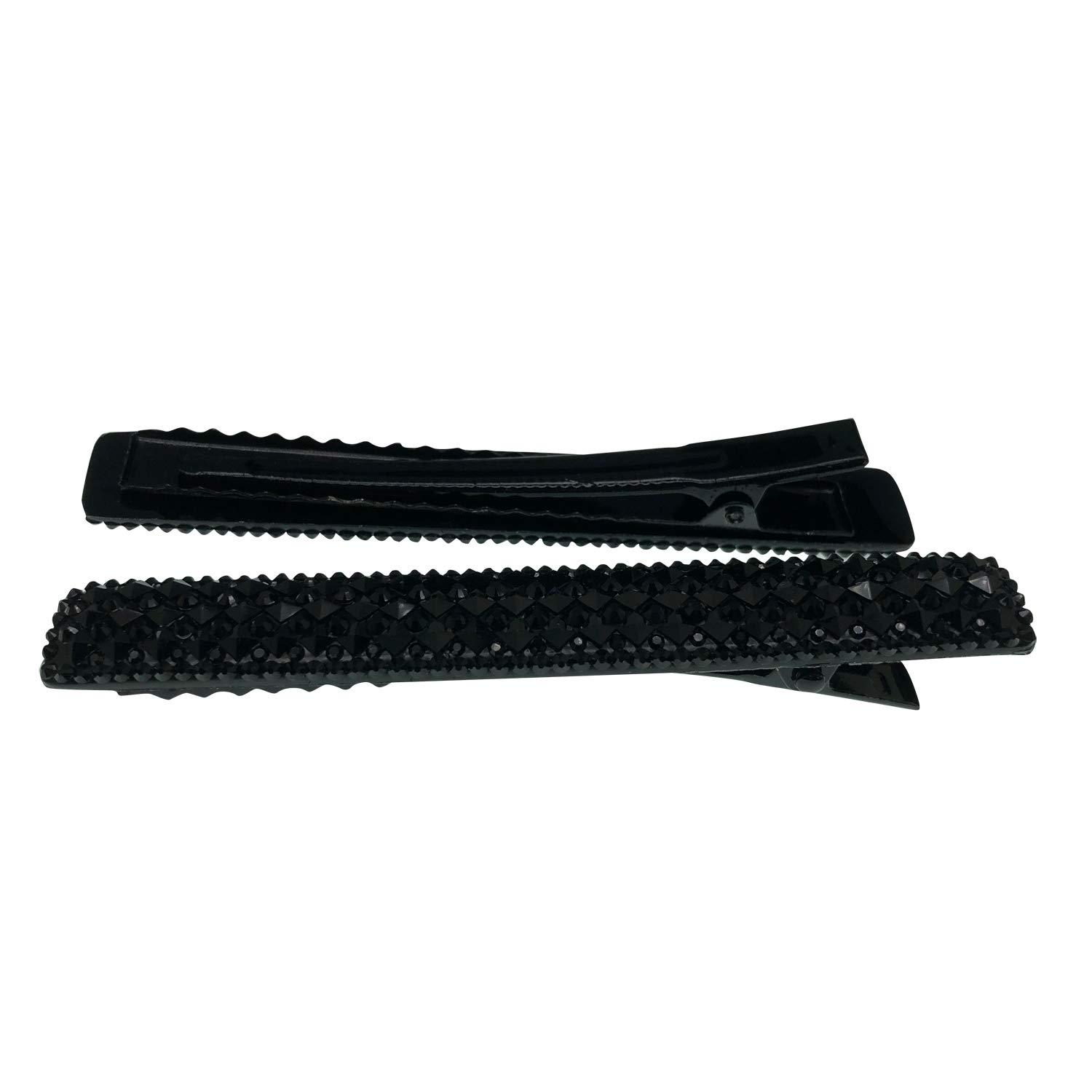 Black Crystal Metal Alligator Clips Duckbill Clips Hair Clips