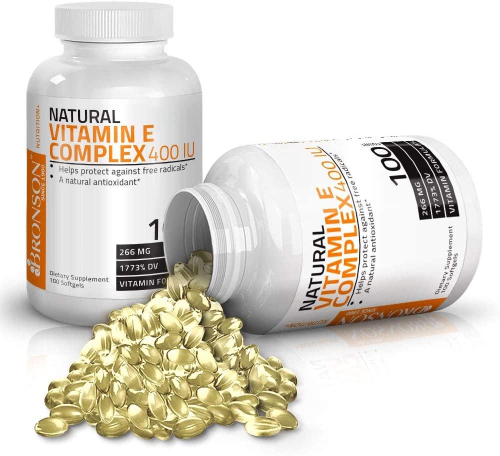 Natural Vitamin E Complex 400 IU 100 Softgels Antioxidant Support