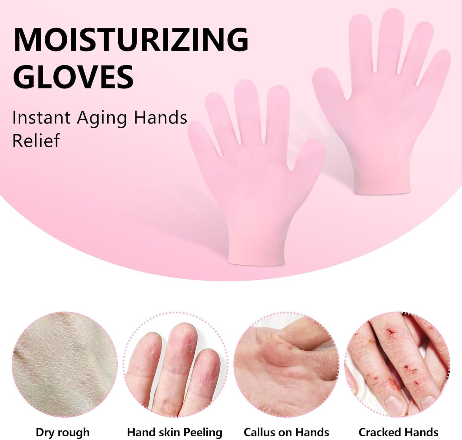 Bekecidi Pairs Silicone Moisturizing Gloves Hand Skin Care