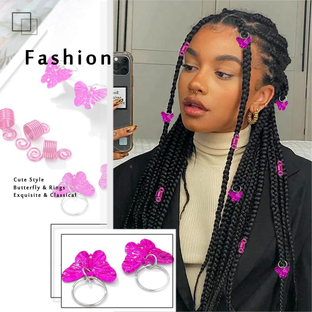 Formery Butterfly Hair Jewels for Braids Pink Butterflies Spiral Loc  Jewelry for Hair African Coiling Dreadlock Accessories for Black  Women(20PCS)