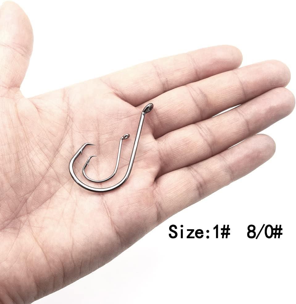 SENYUBBY 1#-8/0# Offset Octopus Hooks Rig, Fishing Wire Leader -Heavy Duty  Stainless Steel Wire Line Leaders with Rolling Swivel and Barb Hooks,  Fishing Lure Bait Rig Saltwater