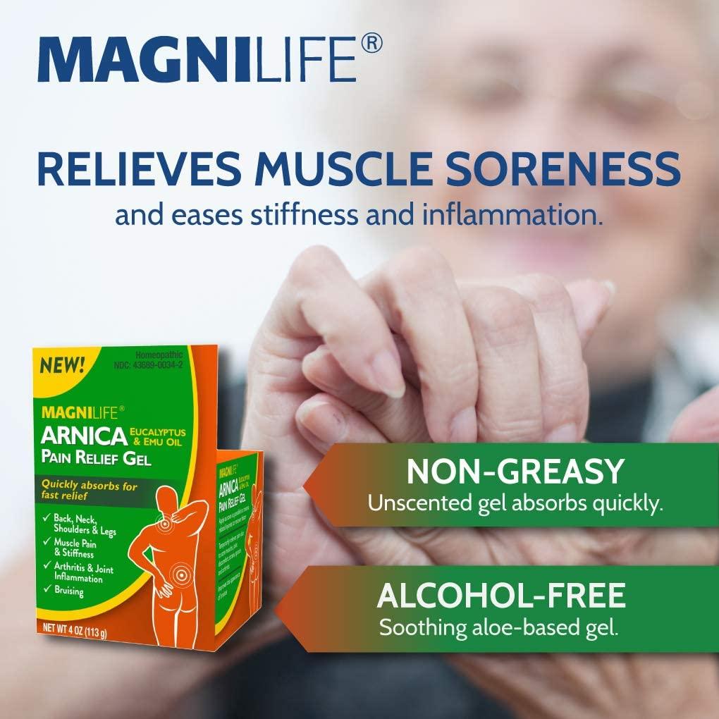 MagniLife Arnica Pain Relief Gel, Fast Acting Neck and Back Pain Relief