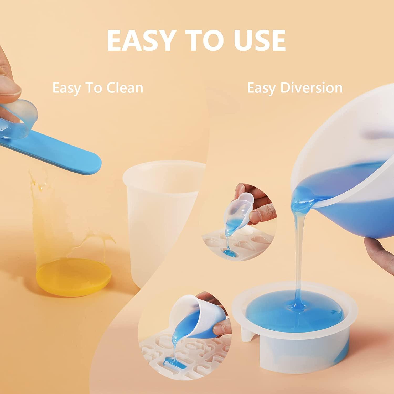 Silicone Measuring Cups for Epoxy Resin,JANCHUN Resin Supplies with  250&100ml Silicone Cups, Hard Stir Sticks,Epoxy Mixer,Color Cups,Mixing  Tools for