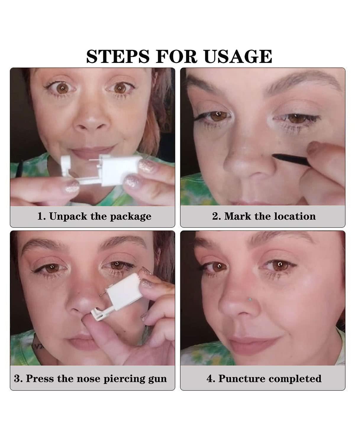 Nose Pierce Kit, SLVIEKAE Disposable Safe Piercing Kit, Nose Stud