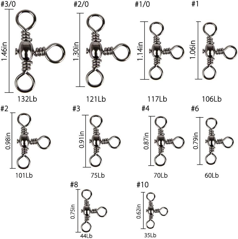Dr.Fish 30 Pack Fishing 3 Way Swivels, 35175LB, Three Way Fishing