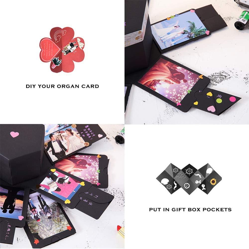 Haiy Creative Explosion Box 6 Faces Explosion Gift Box, Love Memory DIY Handmade Photo Album Scrapbook, Surprise Photo Album Box, Bir