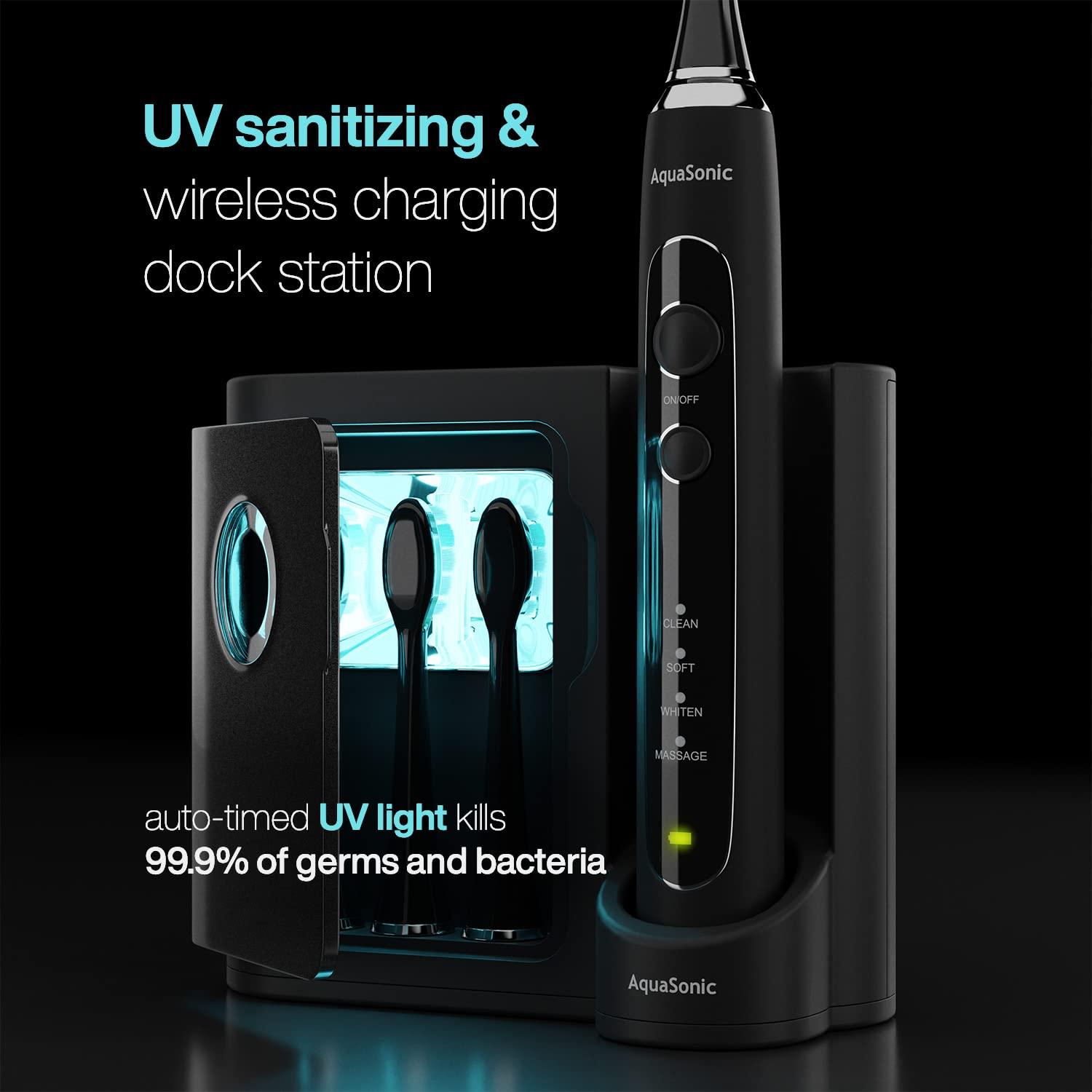 AquaSonic Black Series PRO Ultra Whitening Toothbrush w UV Sanitizing
