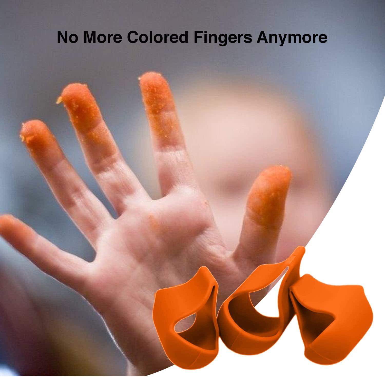 NonStick Chip Finger Protectors Set of 3 Orange Finger Covers for