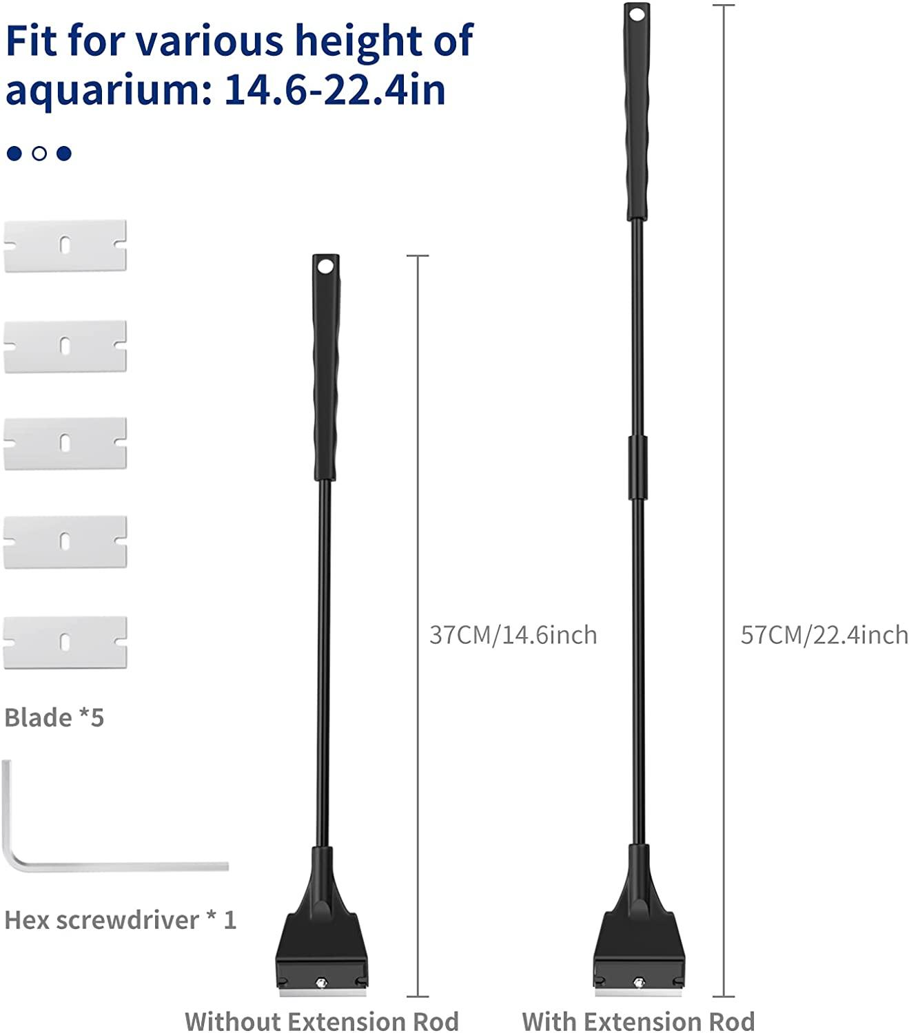 Faveetie Aquarium Algae Scraper for Glass Aquariums with 5 Replaceable Blades, Fish Tank Algae