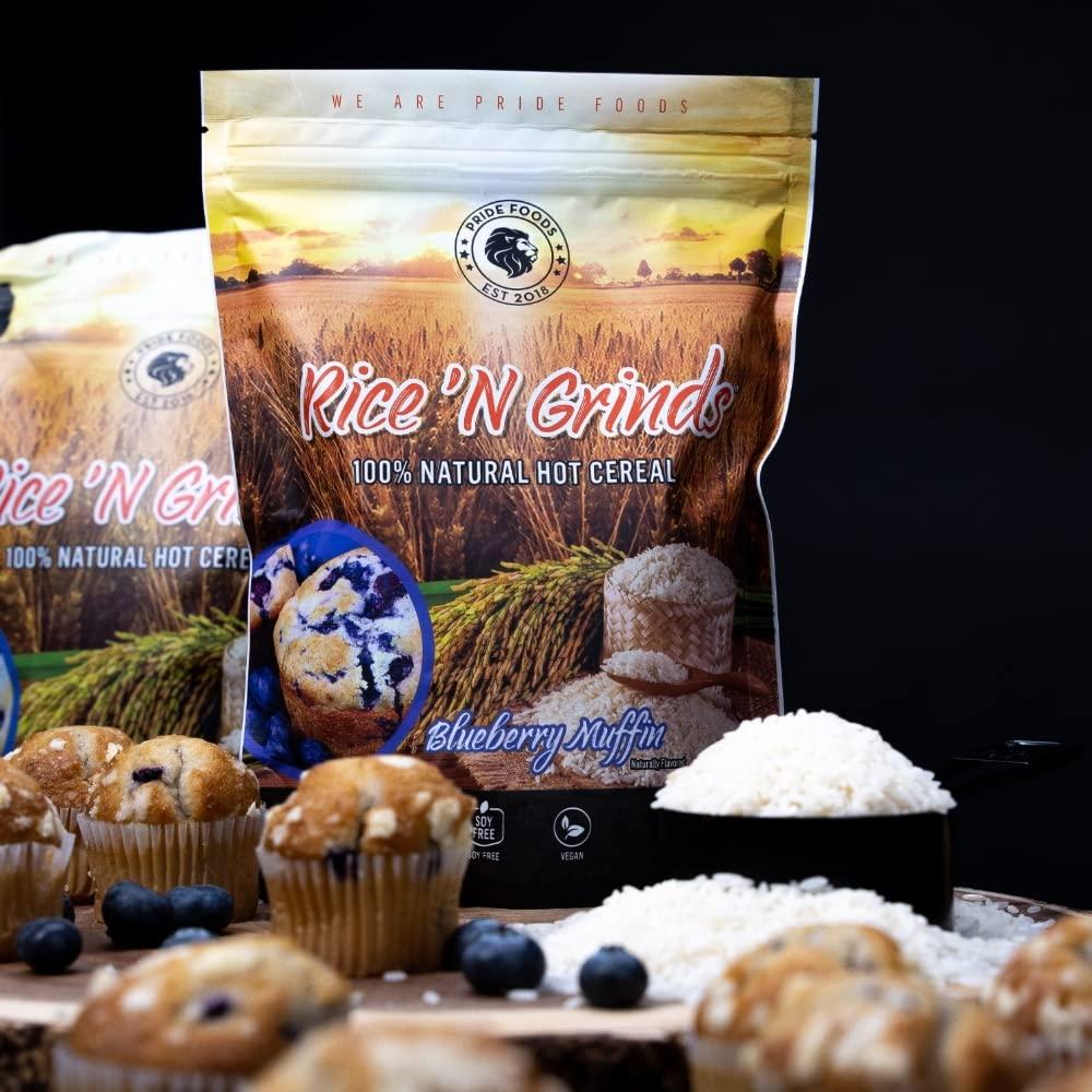 Pride Foods Rice 'N Grinds, 100 Natural Hot Rice Cereal, Blueberry