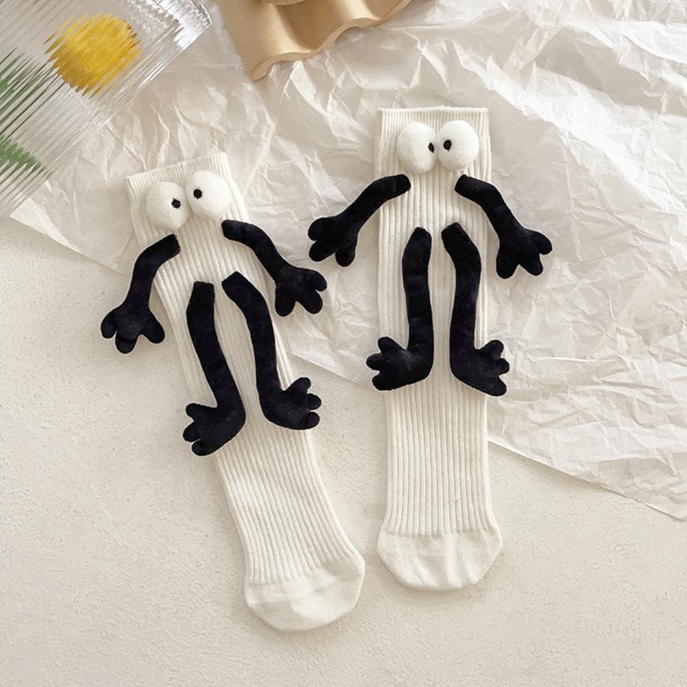 Funny Suction 3D Doll Couple Socks Novelty Couple Holding Hands Socks Show Off Socks
