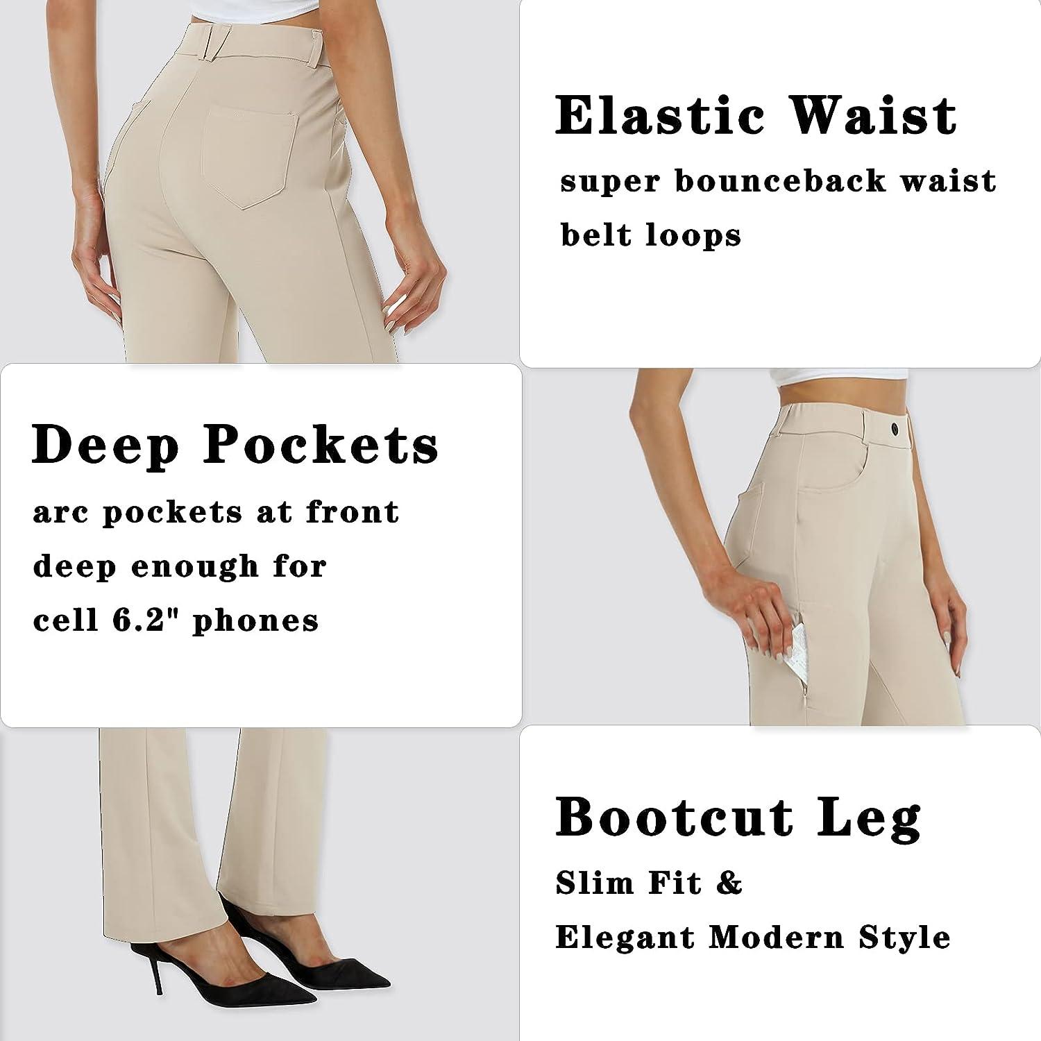 MoFiz Women's 29 Yoga Dress Pants Bootcut Leg Elastic Waist Work