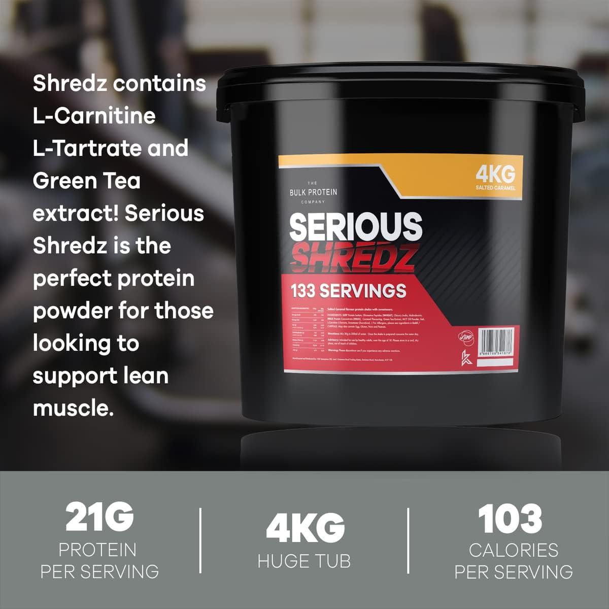 Serious Shredz Diet Whey Protein Powder | L-Carnitine & Green Tea Extract |  Lean Muscle Growth Support | 4kg (Salted Caramel) | 133 Servings | Buy Now  with Express International Delivery | GoSupps.com