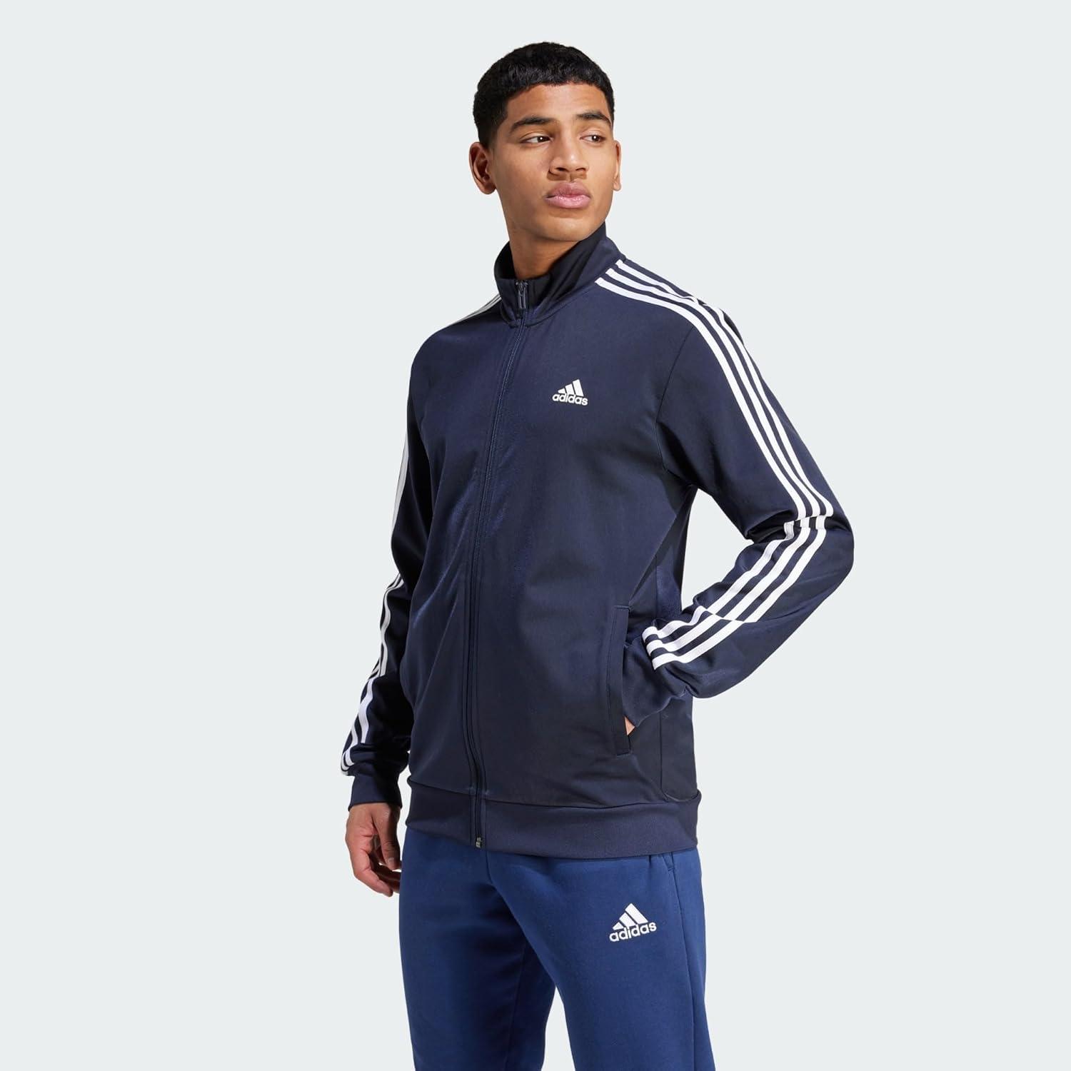 Adidas Men's Essentials Warm-Up 3-Stripes Track Top - L Legend Ink