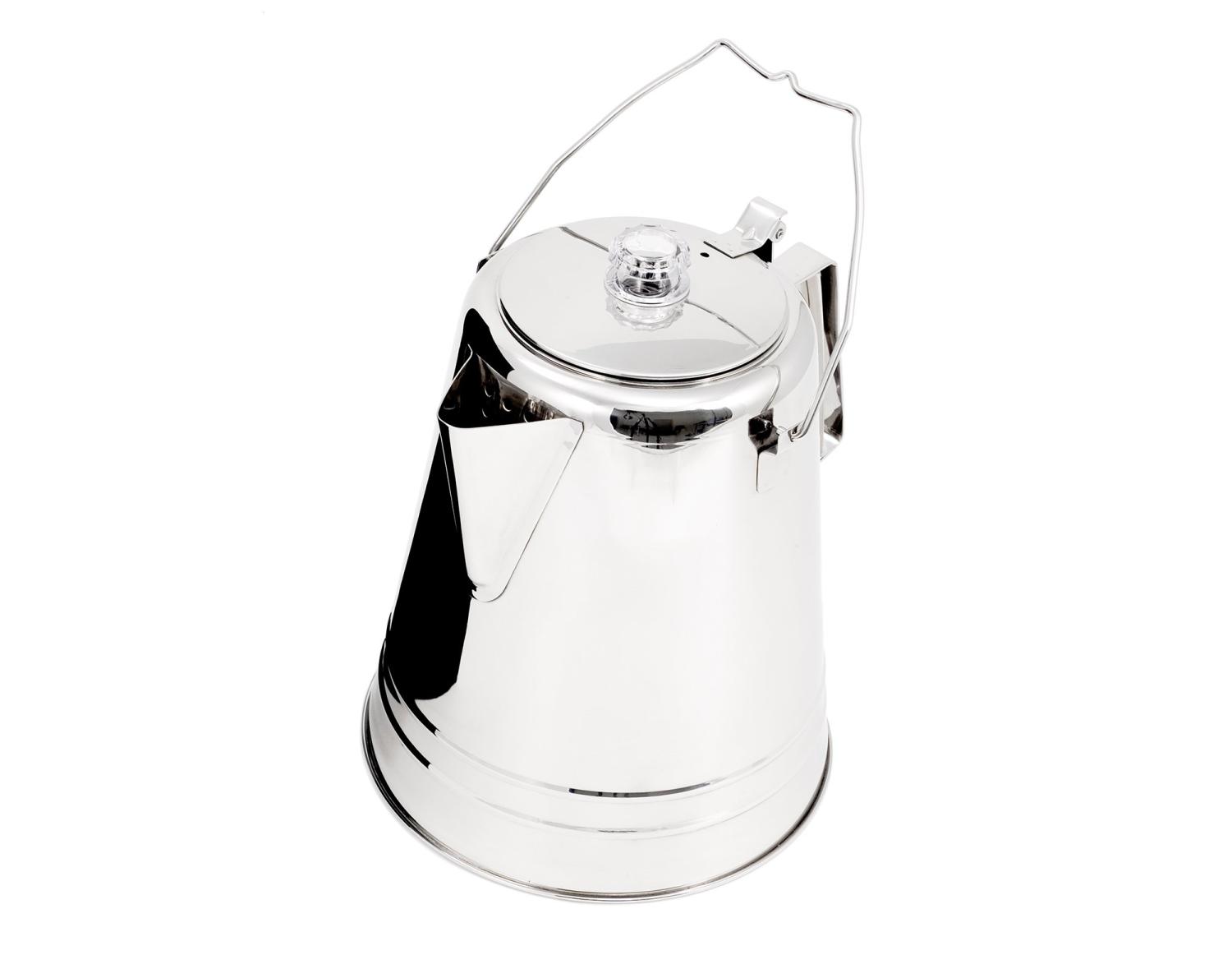 GSI Outdoors Percolator Coffee Pot I Glacier Stainless Steel Ultra