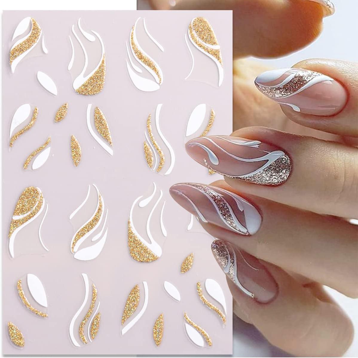 Swirling 3D Metallic Acrylic Nails