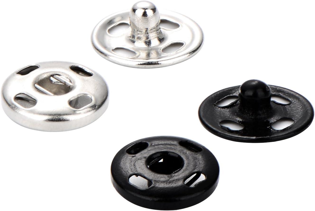 Black Silvery Sew on Snap Buttons Metal Snap Fastener - Temu