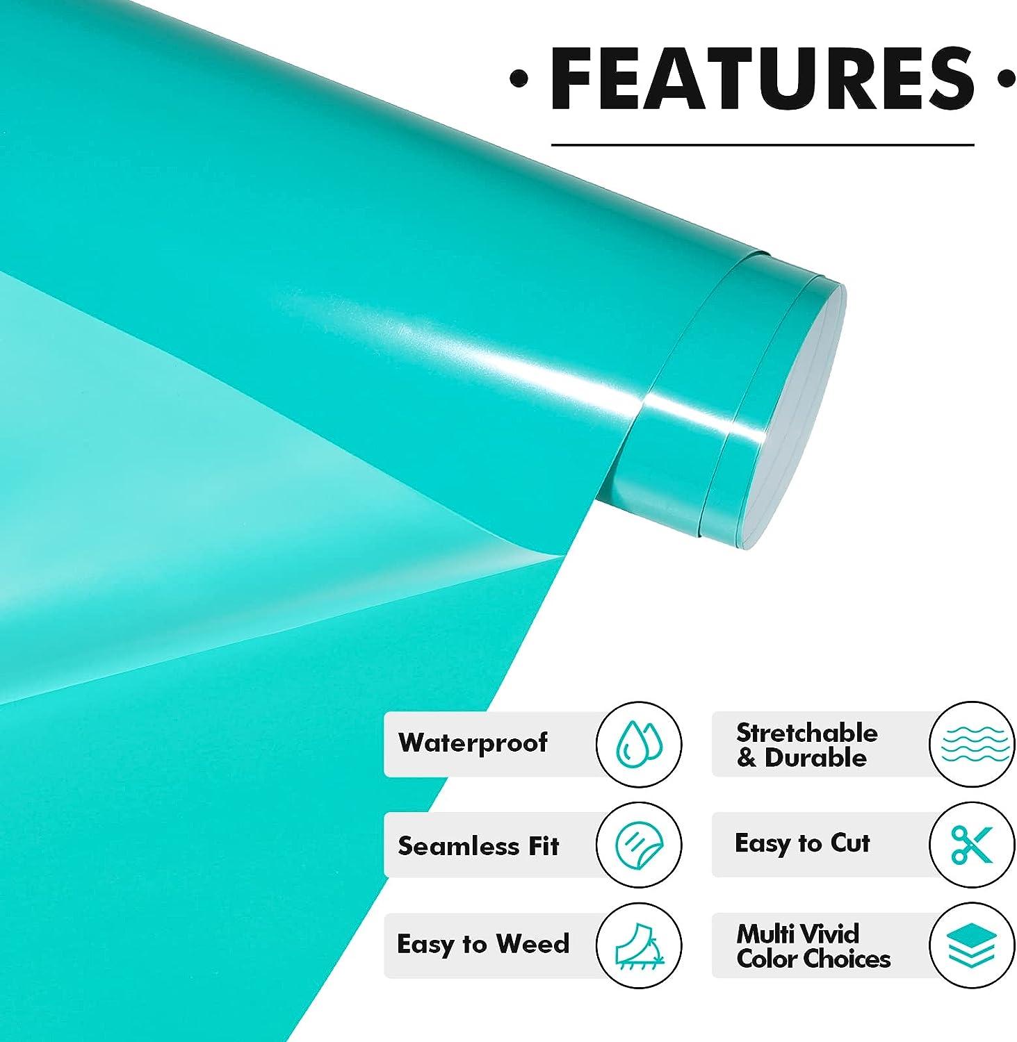 Gatichetta Heat Transfer Vinyl Roll 12x6ft Bright Teal HTV Iron on Vinyl  Roll for T-Shirts Compatiable with Cricut Cameo Heat Press Machines Bright  Teal 12 x 6ft 03-tiffany