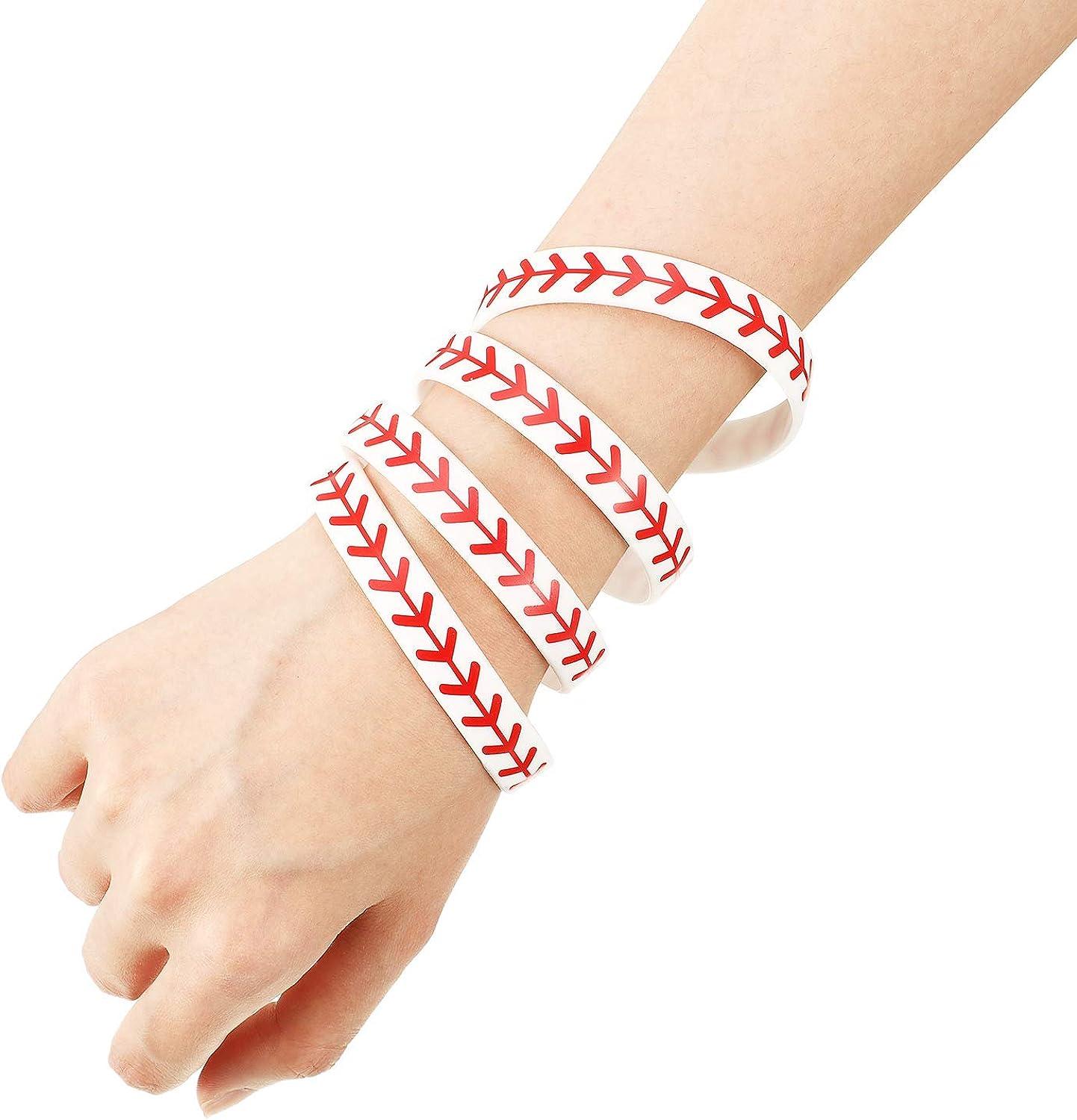 JOVITEC Softball Bracelet 24 Pieces White Silicone Wristband for