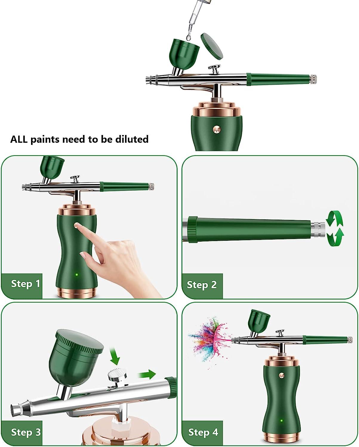 Airbrush Kit with Compressor 30PSI Air Brush Gun Rechargeable Portable  Handheld Cordless Airbrush for Nail Art, Painting, Cake Decor, Cookie,  Mode, Makeup, Barber green