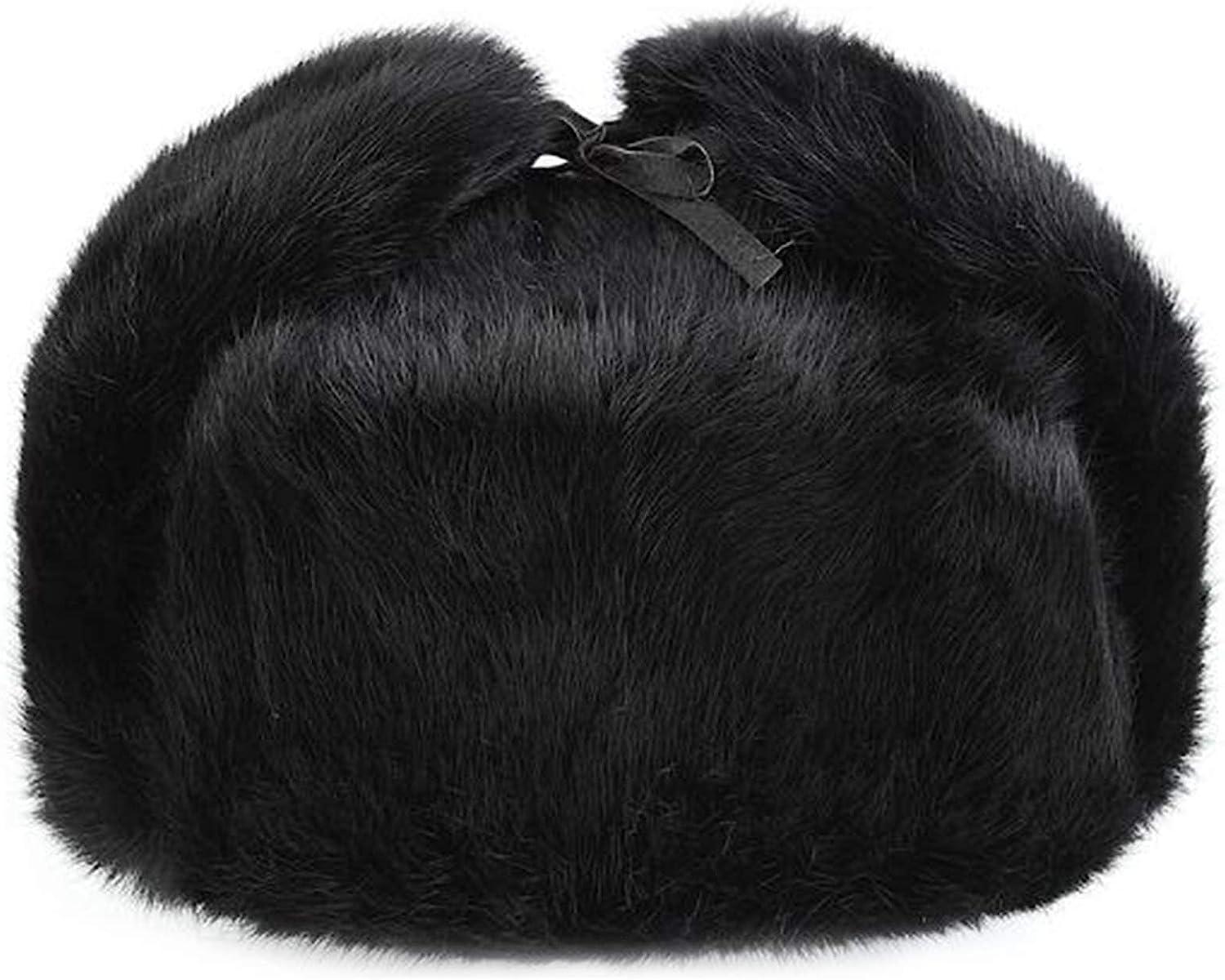 YXCFEWD Trapper Hat Winter Russian Hat 100% Rabbit Fur Aviator