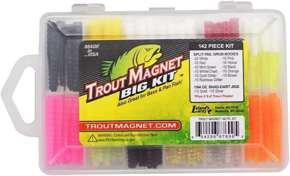 Trout Magnet Original 142 Piece Kit, Fishing Equipment and Accessories, 20  Hooks, 120 Bodies, 2 Floats