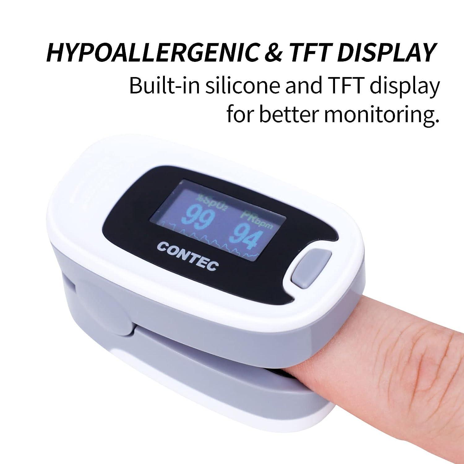 CONTEC CMS50NA Pulse Oximeter Fingertip Blood Oxygen Monitor SpO2 PR Value Waveform Grey