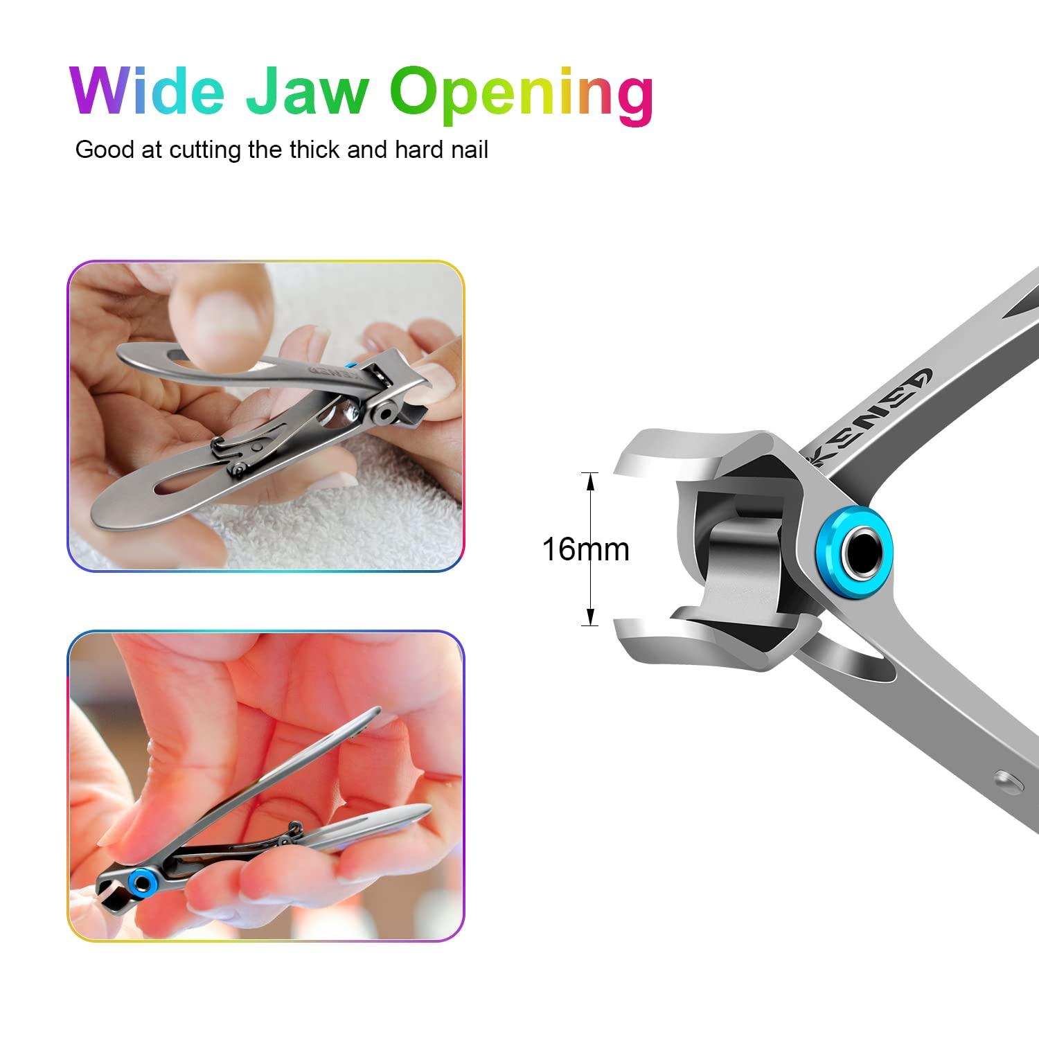 Nail Clippers For Thick Nails, 16mm Wide Jaw Opening Big Professional Nail  Cutter With Stainless Steel Nail File For Men And Women