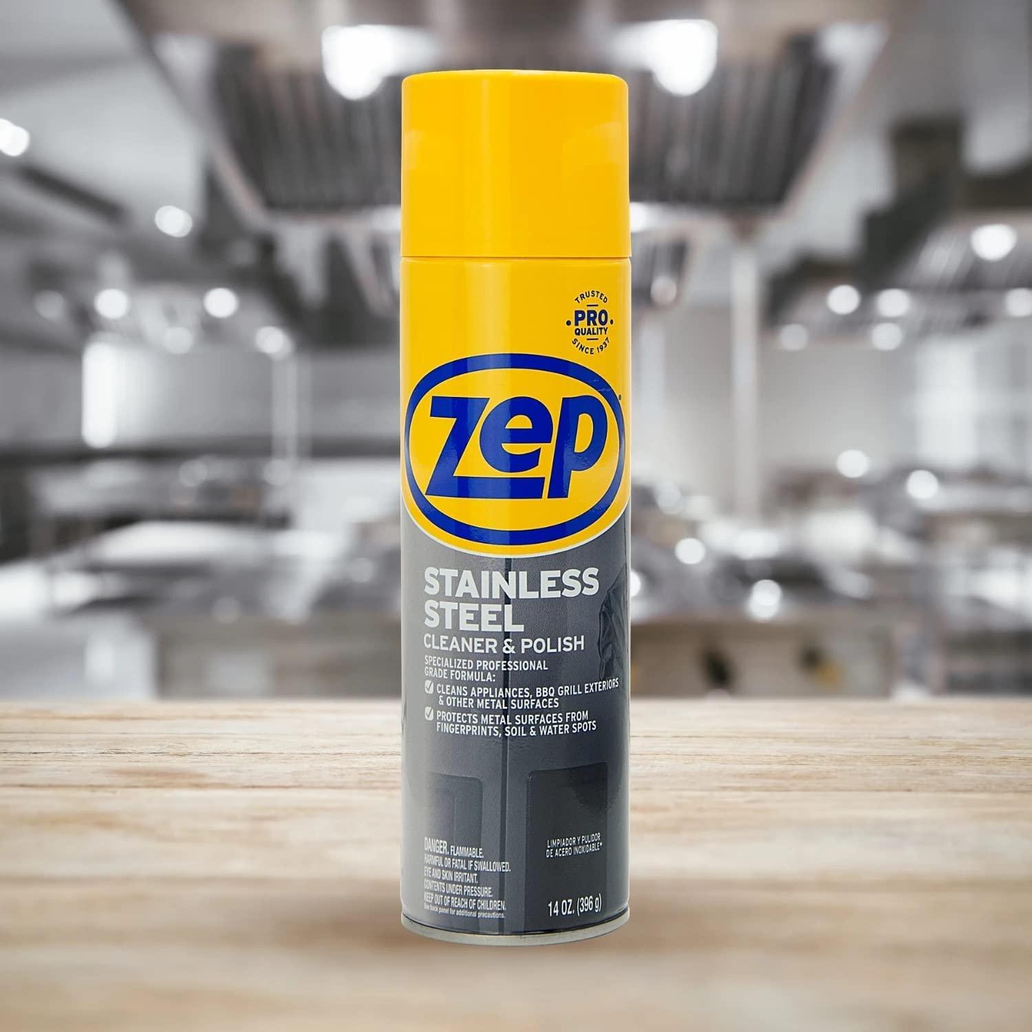 Zep Stainless Steel Cleaner and Polish 14 ounces ZUSSTL14 Protects