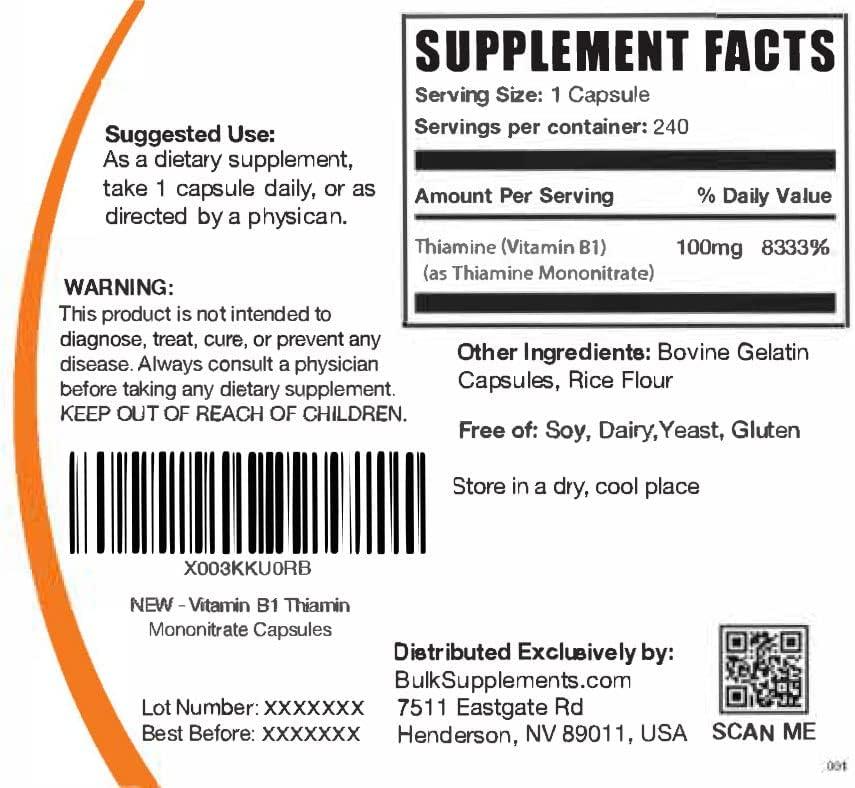 Thiamine Mononitrate Capsules Thiamine B1