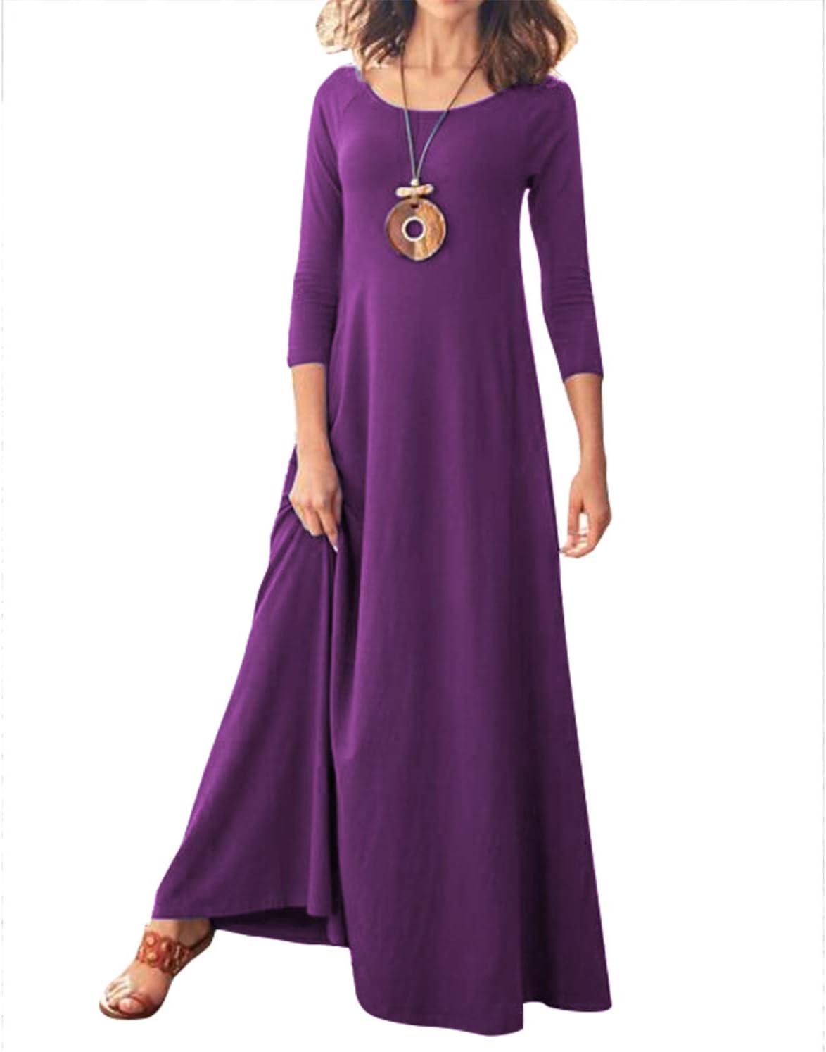 sachin and babi light blue dress Jacansi Women's Boat Neck Maxi Dress XL Purple with Pockets | 3/4 Sleeve  Casual Style | Buy Now with Express International Delivery