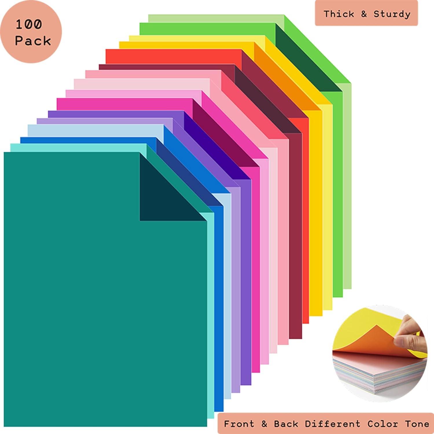 Livholic 100 Pack Heavy Colored Paper Cardstock Front Back