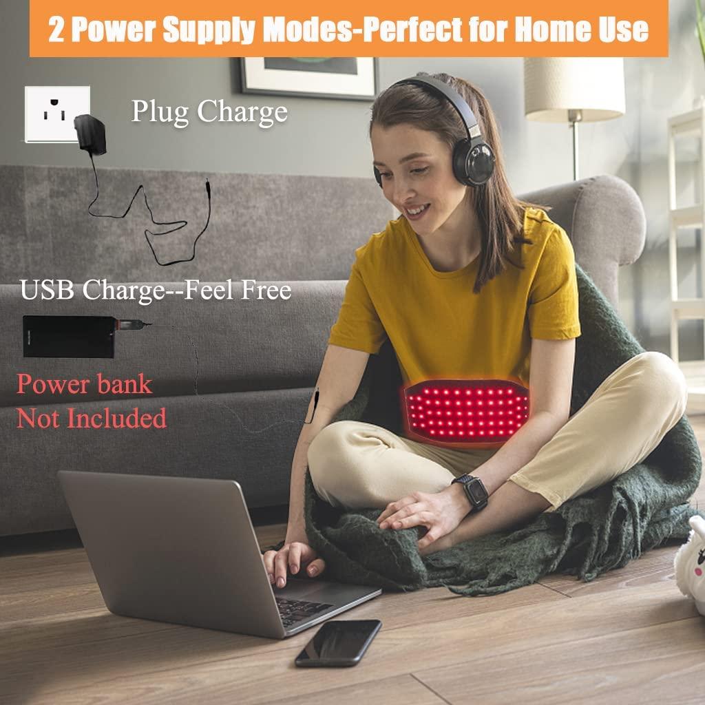 Naviocean Red Infrared Light Therapy Belt for Body Pain, NearInfrared LED Light Wrap Device