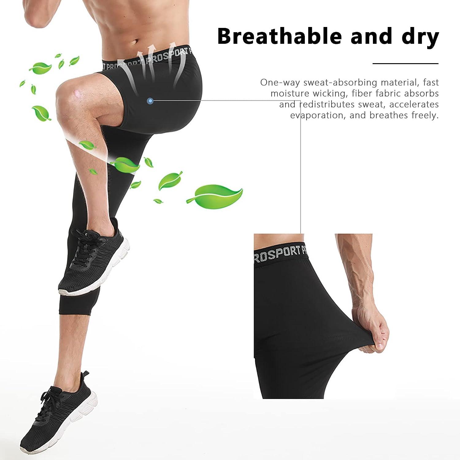 Men One Leg Compression Tights Pants Stretch Athletic Basketball Base Layer  Tights Sport Running Fitness Training
