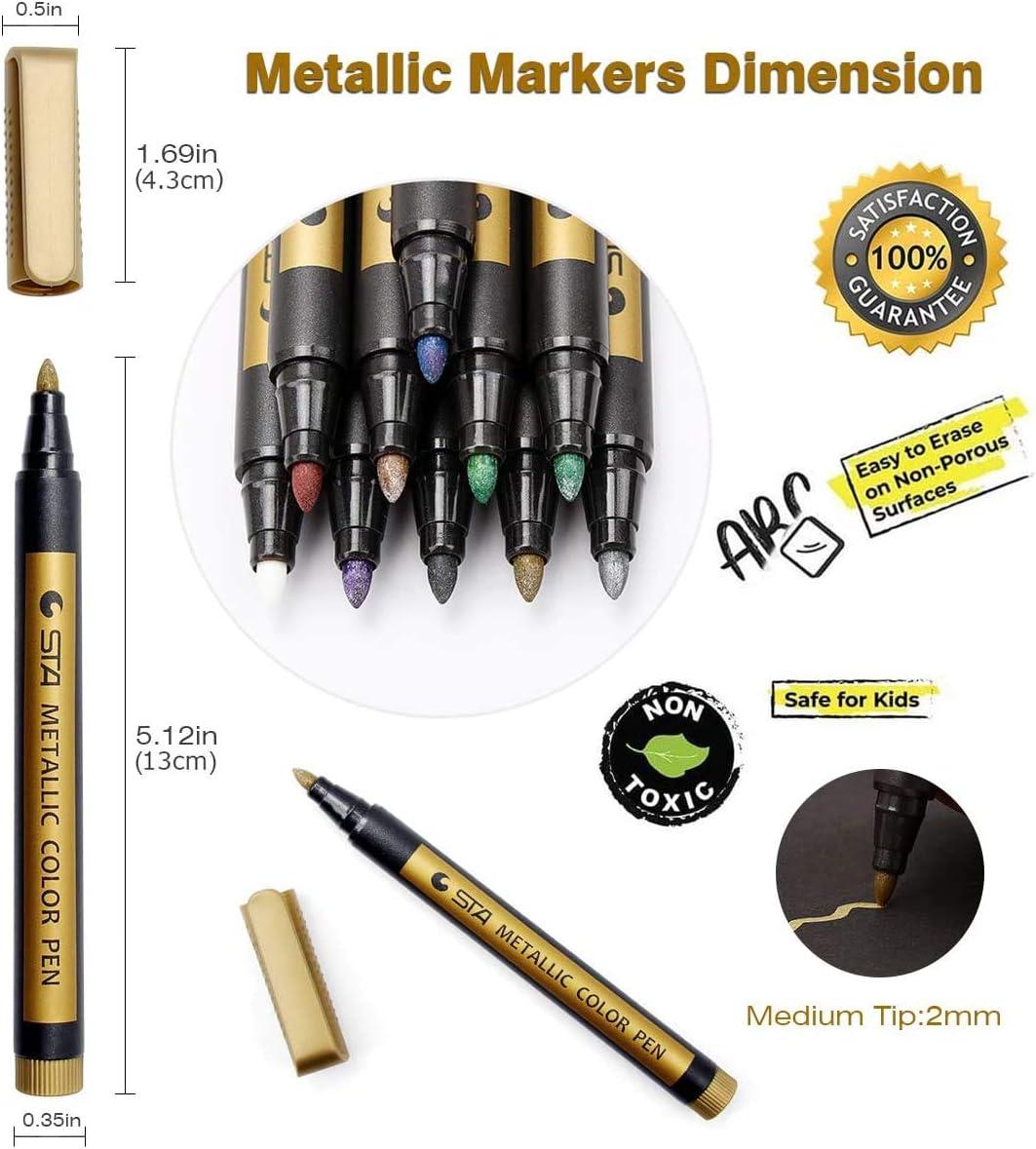 PANDAFLY Metallic Marker Pens Set of 10 Medium Point Metallic