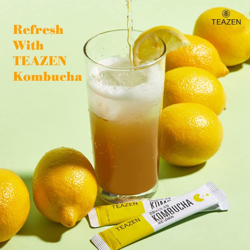 Teazen Kombucha Tea Zero Sugar Sparkling Powdered Mix with Live Probiotics & Prebiotics 10