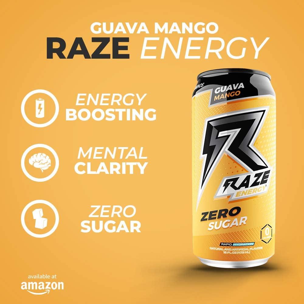 Raze Zero Sugar Energy Drink 300mg Caffeine | Sugar Free & Zero Calories 12  Pack - Guava Mango Flavor for Performance and Hydration | Buy Now with  Express International Delivery | GoSupps.com